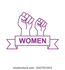 Women hands. Feminism Fists. Girl power line concept. Vector illustration