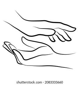 Women hands simple outline minimalistic linear gesture style. Vector Illustration of female hands for create logos, prints, patterns, posters, and other designs on white background
