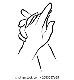 Women hands simple outline minimalistic linear gesture style. Vector Illustration of female hands for create logos, prints, patterns, posters, and other designs on white background