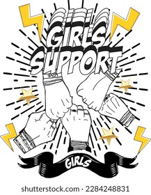 Women hands supporting each other. girls support girls