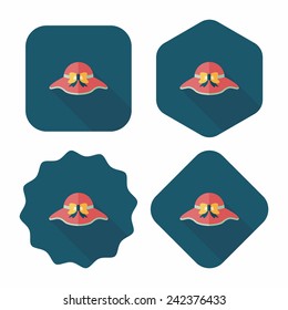 Women hat flat icon with long shadow,eps10