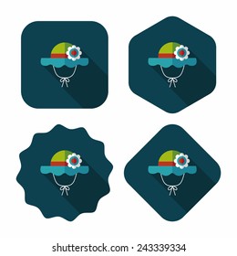 Women hat flat icon with long shadow,eps10