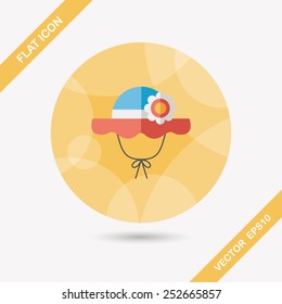Women hat flat icon with long shadow,eps10