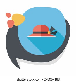 Women hat flat icon with long shadow