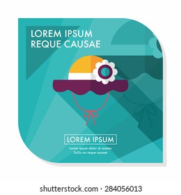 Women hat flat icon with long shadow,eps10