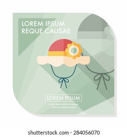 Women hat flat icon with long shadow,eps10