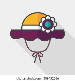 Women hat flat icon with long shadow, eps10