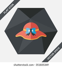 Women hat flat icon with long shadow,eps10