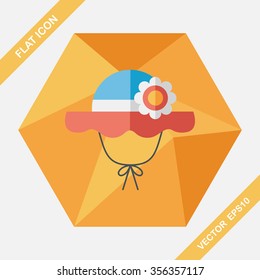 Women hat flat icon with long shadow,eps10