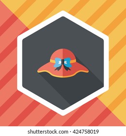 Women hat flat icon with long shadow,eps10