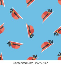 Women hat flat icon seamless pattern background