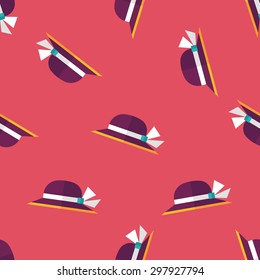 Women hat flat icon seamless pattern background