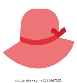 Women hat flat icon. Vector red hat on a white background