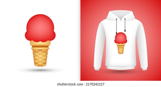 Women Hat on white sweatshirt hoodie. Vector illustration
