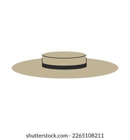 Women hat with ribbon. Stylish elegant female summer headwear isolated on white background. Vector cartoon illustration