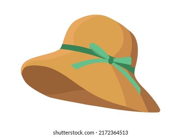 Women hat with ribbon. Vector illustration