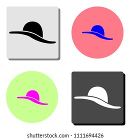 women hat. simple flat vector icon illustration on four different color backgrounds