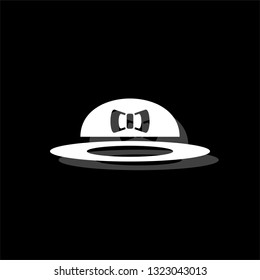 Women hat. White flat simple icon with shadow