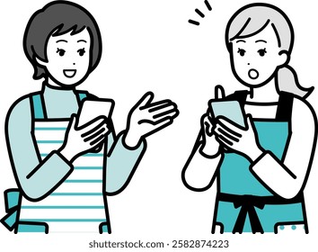 Women having a conversation while holding a cell phone.