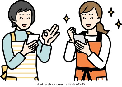Women having a conversation while holding a cell phone.