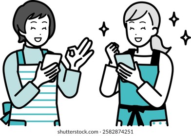 Women having a conversation while holding a cell phone.