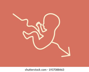 Women are having fewer children. Global fertility birth rate decline icon graphic illustration. Vector.