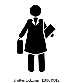 A women having an office bag and file going characterizing business women 