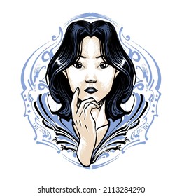 vector de ilustración de la cabeza femenina