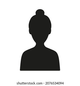 Women head silhouette. Human black avatar. Girl profile. Vector isolated on white