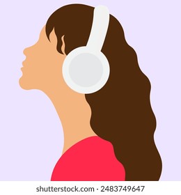 Women with headphones, vector illustration.