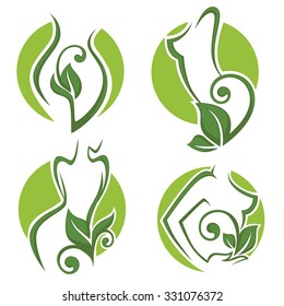 women health, beauty and treatment symbols, logo, emblems and icons