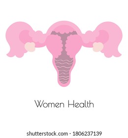 Women health concept clipart. The womb is larger than the body. Women health along with emotions. Vector.