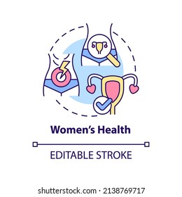 Women health concept icon. Gynecological care. Service of medical center abstract idea thin line illustration. Isolated outline drawing. Editable stroke. Arial, Myriad Pro-Bold fonts used