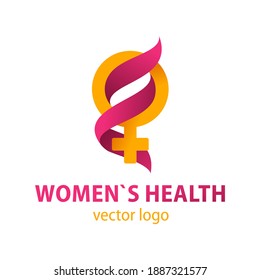 Women health logo template - symmetrical icon with Venus symbol and abstract medical cross - isolated vector emblem