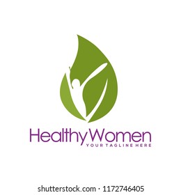 Women Healthy  Sports, health, spa, beauty logo. Woman silhouette, Spa salon logo.