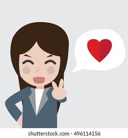 Women with heart icon, vector illustration