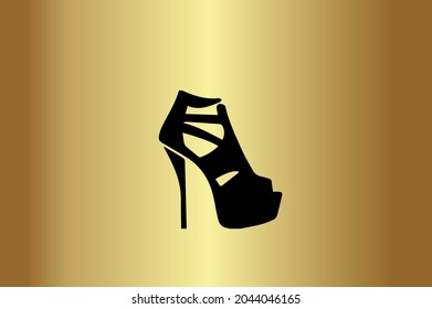 Women Heel Shoe Basic und elegantes minimales künstlerisches Design in Green initiale Icon Logo-Vektorgrafik