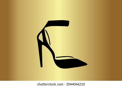 Women Heel Shoe Basic and elegant minimal artistic design in Green initial based Icon logo-vector