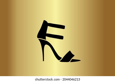 Women Heel Shoe Basic and elegant minimal artistic design in Green initial based Icon logo-vector