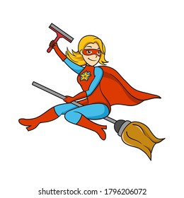 women hero house keeper logo illustration