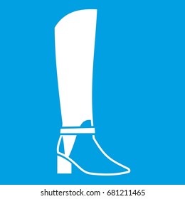 Women high boots icon white isolated on blue background vector illustration