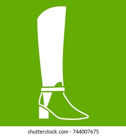 Women high boots icon white isolated on green background. Vector illustration