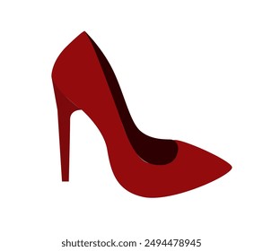 women high heels shoes luxury fashion object flat red color design isolated vector