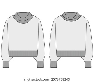 women high neck turtle neck sweater vector illustration design