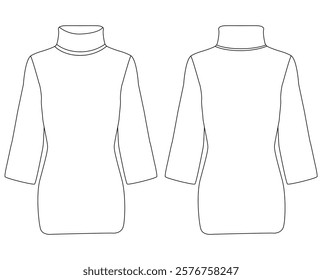 women high neck turtle neck sweater vector illustration design