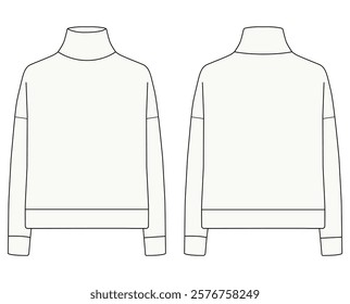 women high neck turtle neck sweater vector illustration design