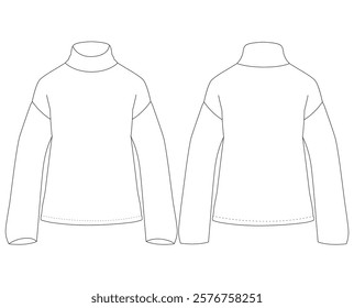 women high neck turtle neck sweater vector illustration design