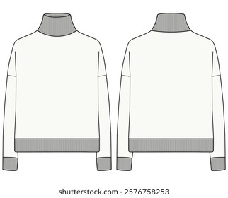 women high neck turtle neck sweater vector illustration design