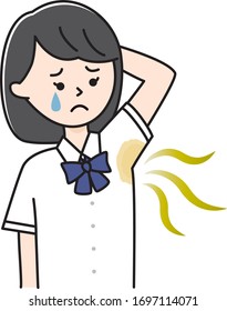 Women, high school students and junior high school students in uniforms suffering from armpit smell