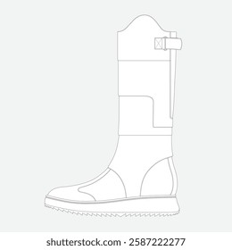 Women high top cupsole shoes design technical flat sketch vector mockup template.